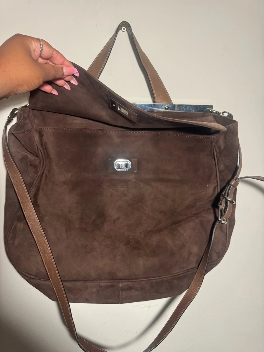 Marni Brown Suede Top handle bag